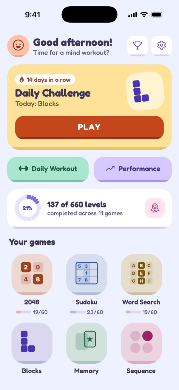 MindRack home screen in the Cloud style