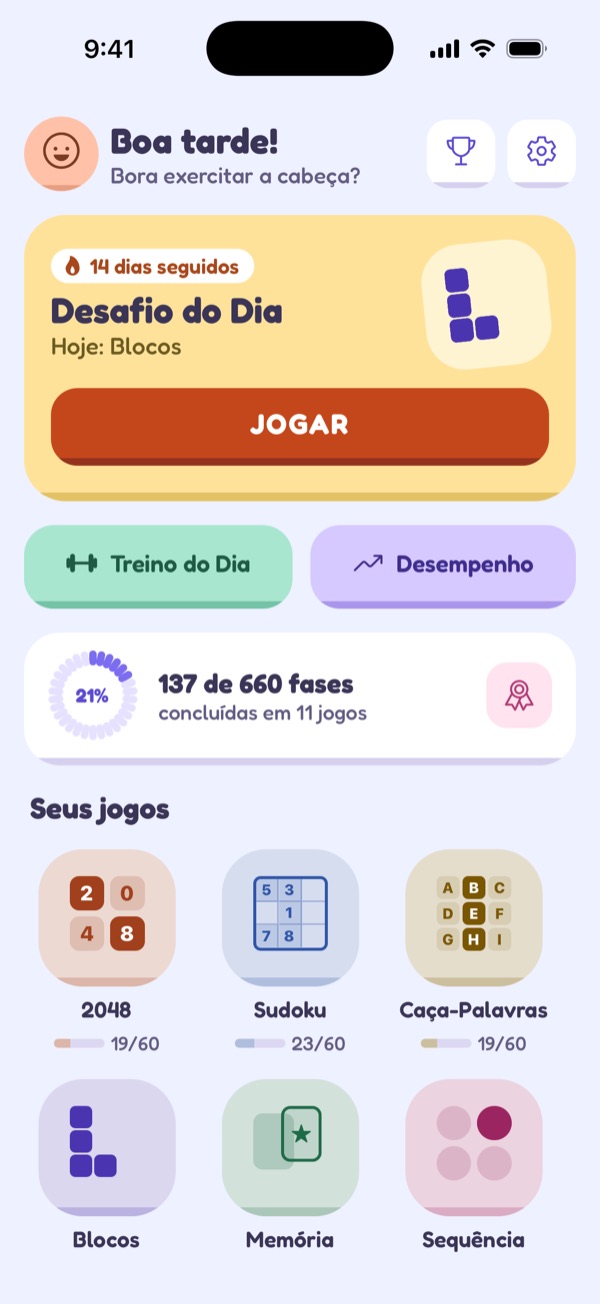 Tela inicial do MindRack no estilo Nuvem